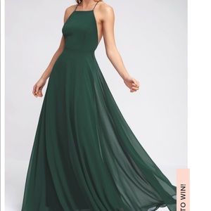Lulus Mythical Kind of Love Dark Green Maxi Small